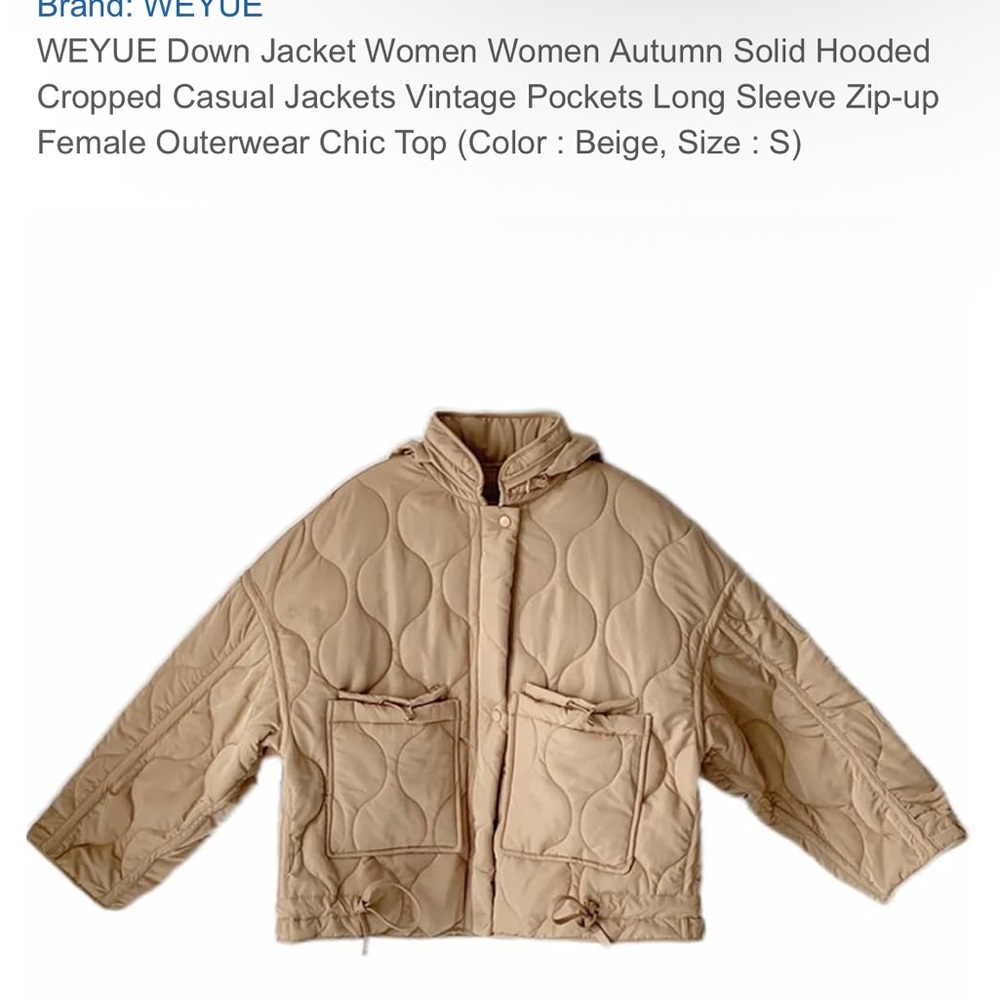 Women's Beige Hooded Down Jacket